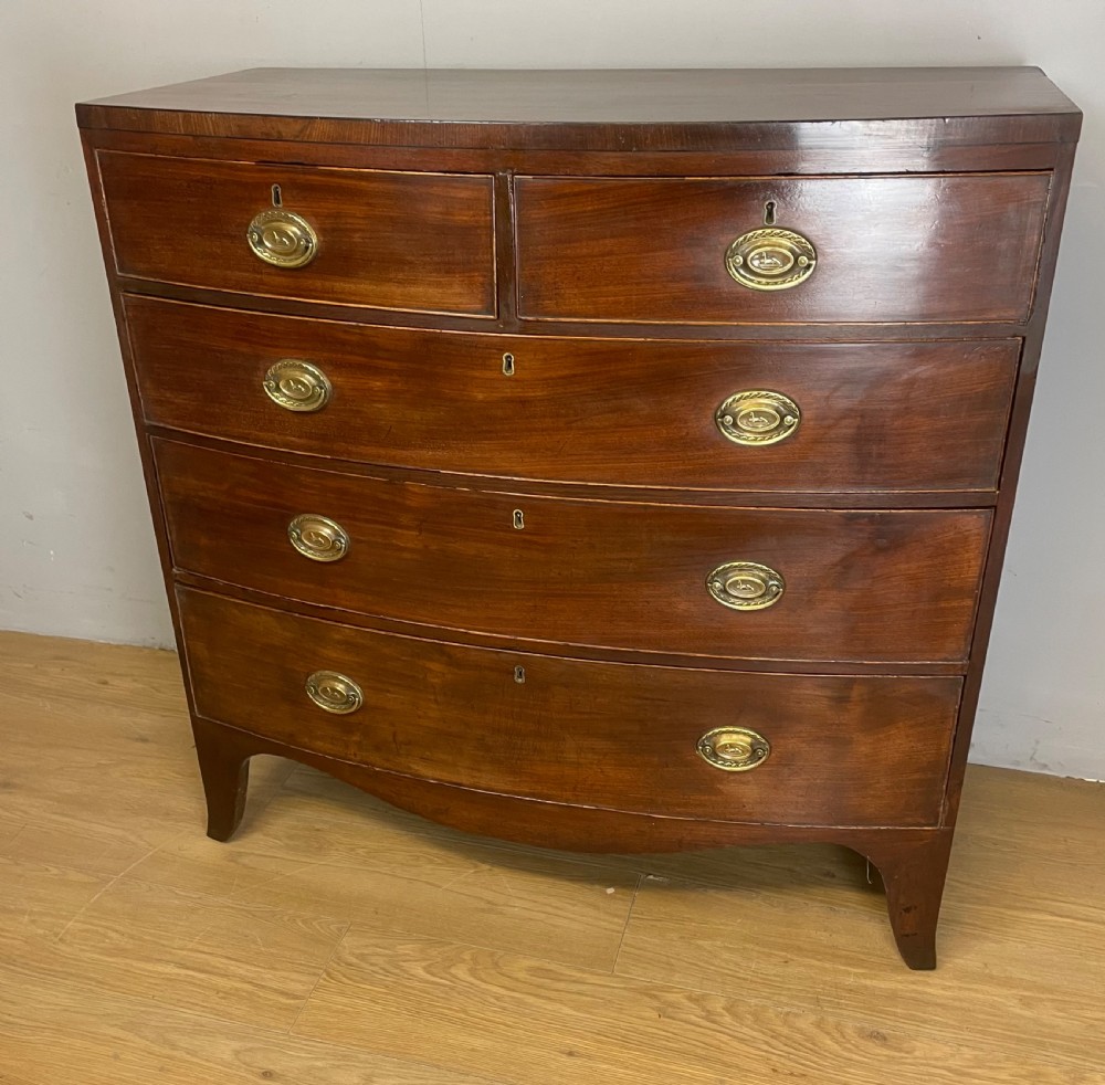 Georgian mahogany bow front  4 height chest of drawers 