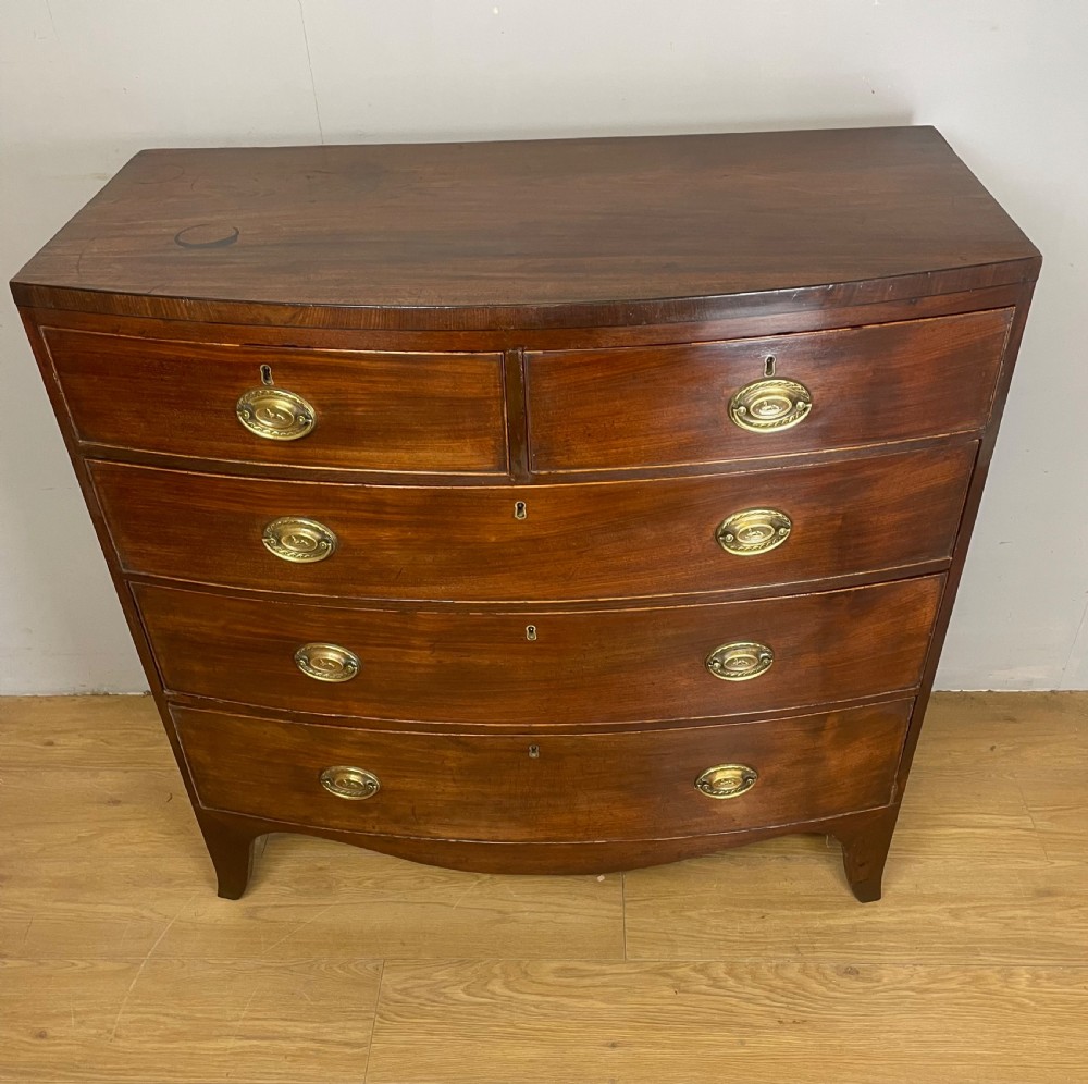 Georgian mahogany bow front  4 height chest of drawers  View II