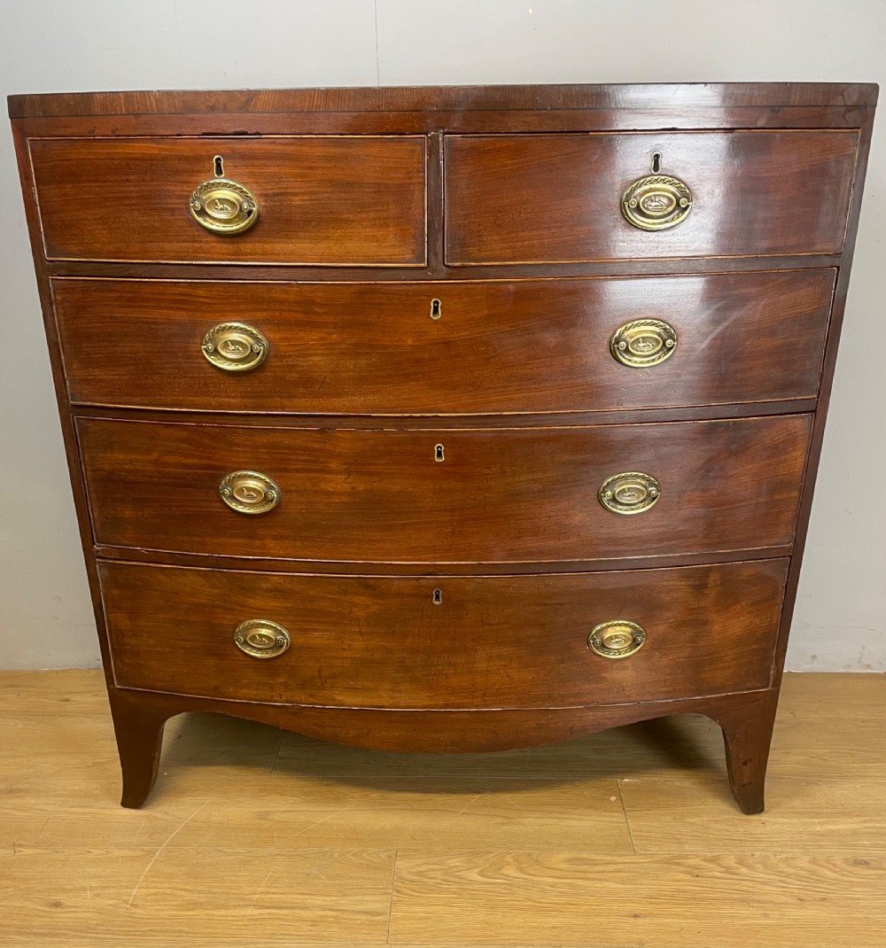 Georgian mahogany bow front  4 height chest of drawers  View XI