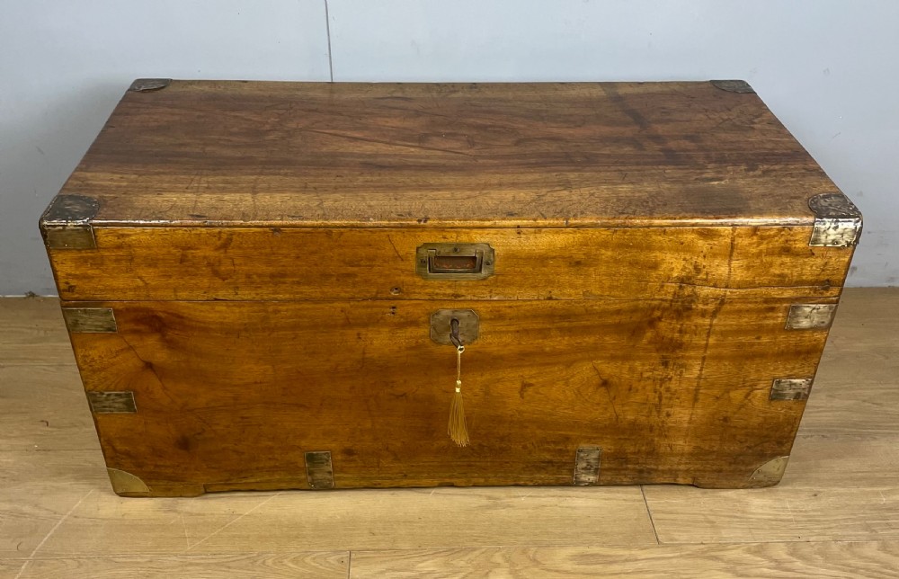 C19TH military camphor wood chest (brass mounts) View II