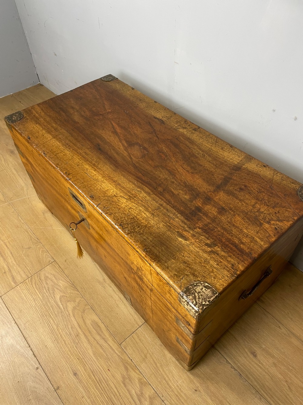 C19TH military camphor wood chest (brass mounts) View IV