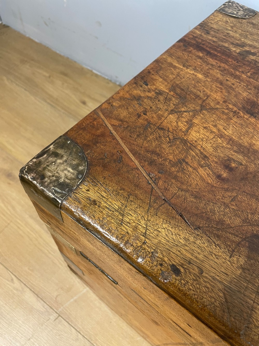 C19TH military camphor wood chest (brass mounts) View X