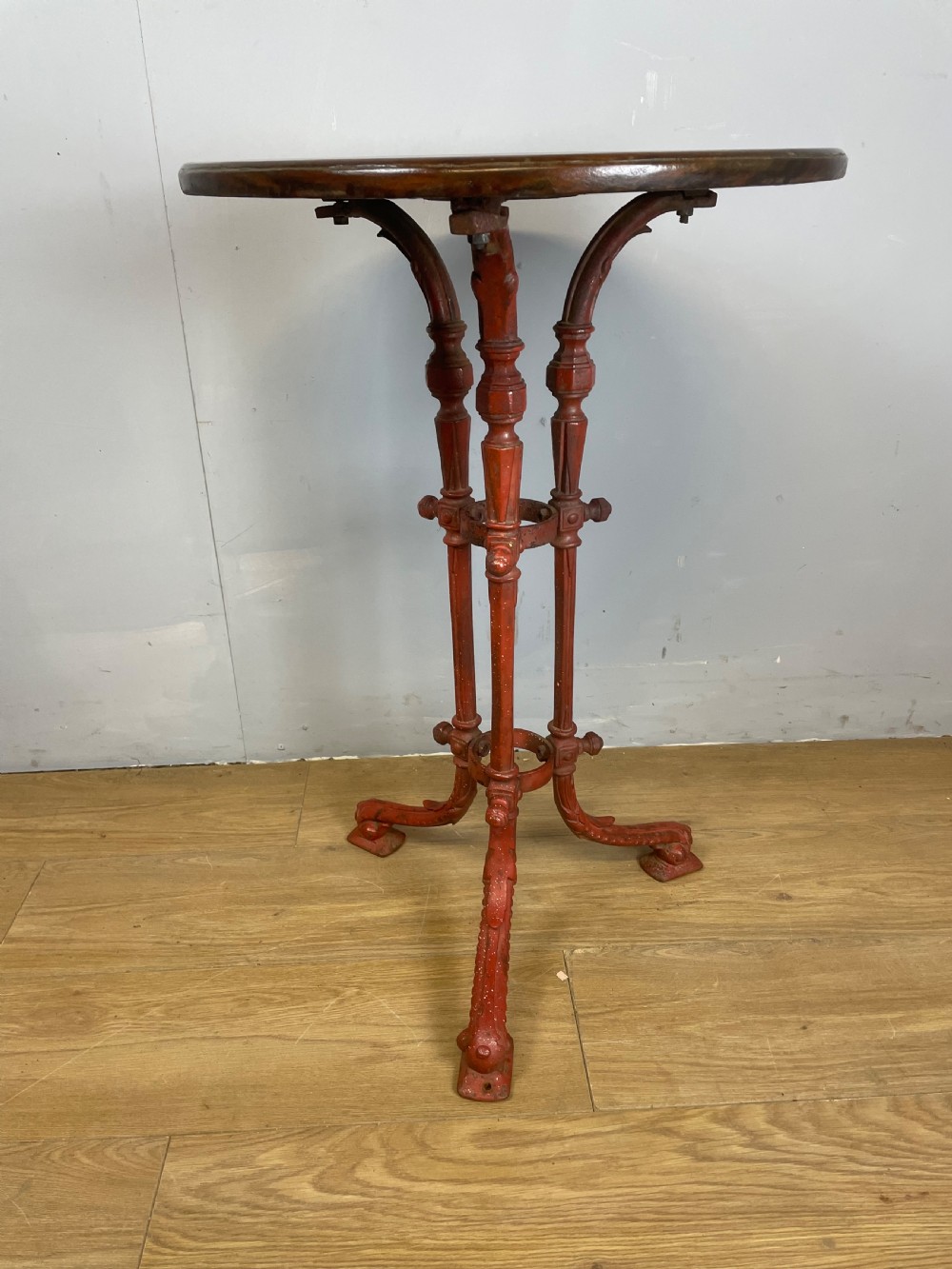 C19TH cast iron table with original mahogany top  View IV