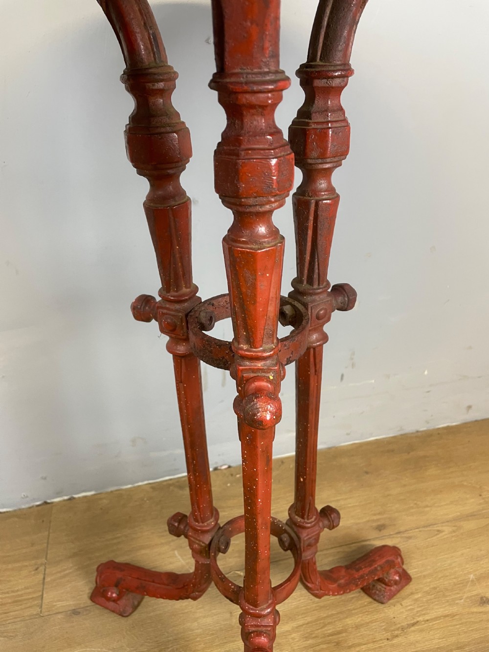 C19TH cast iron table with original mahogany top  View VI