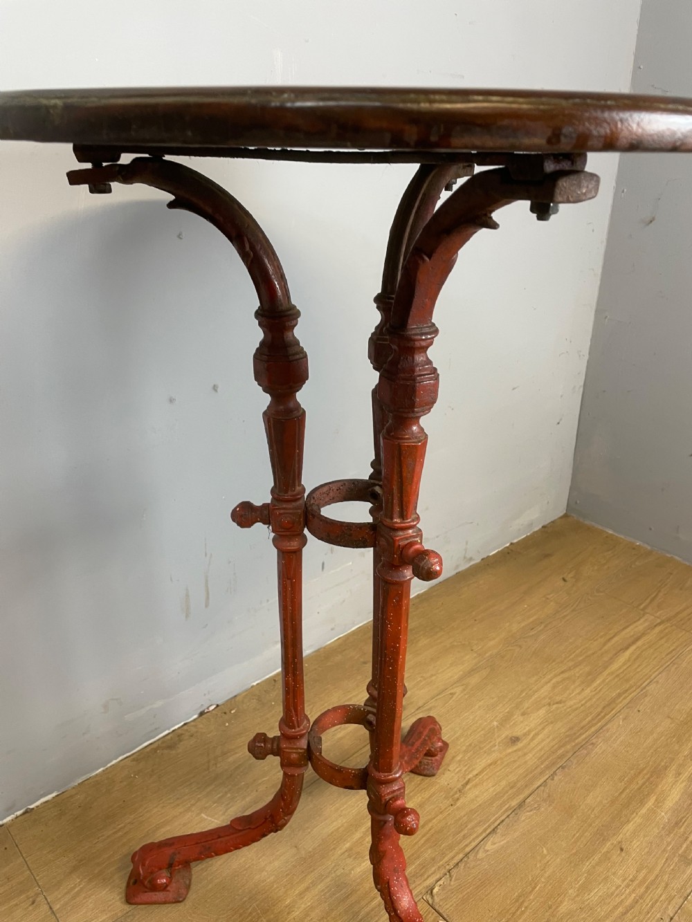 C19TH cast iron table with original mahogany top  View VIII