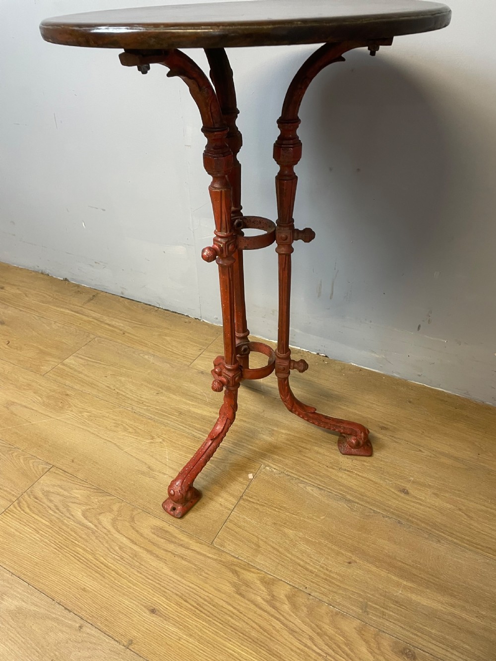 C19TH cast iron table with original mahogany top  View XIII