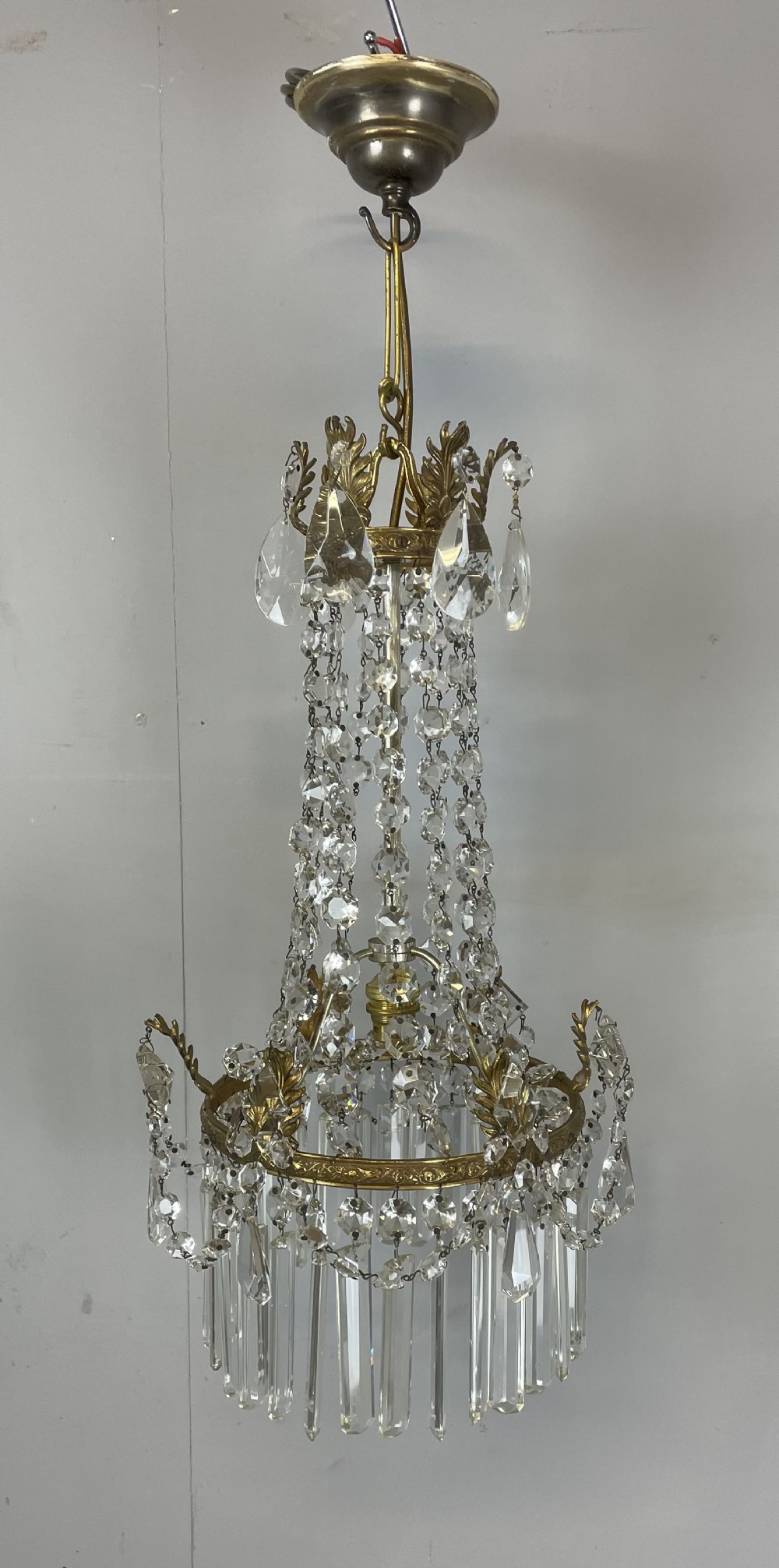 Cut glass empire style chandelier Rewired and fully complete 