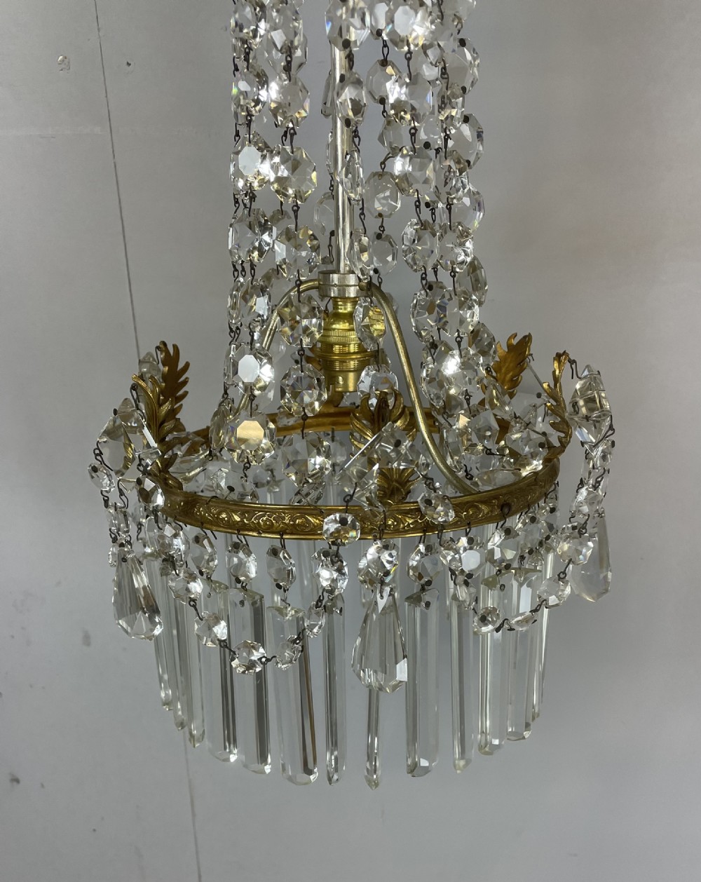 Cut glass empire style chandelier Rewired and fully complete  View II