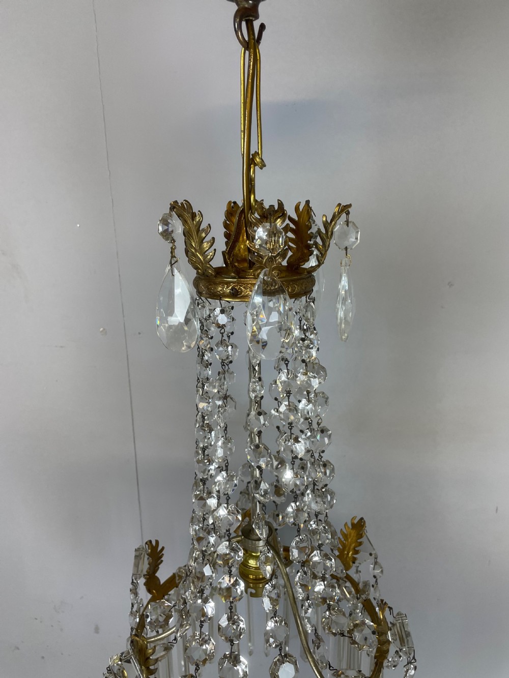 Cut glass empire style chandelier Rewired and fully complete  View IV
