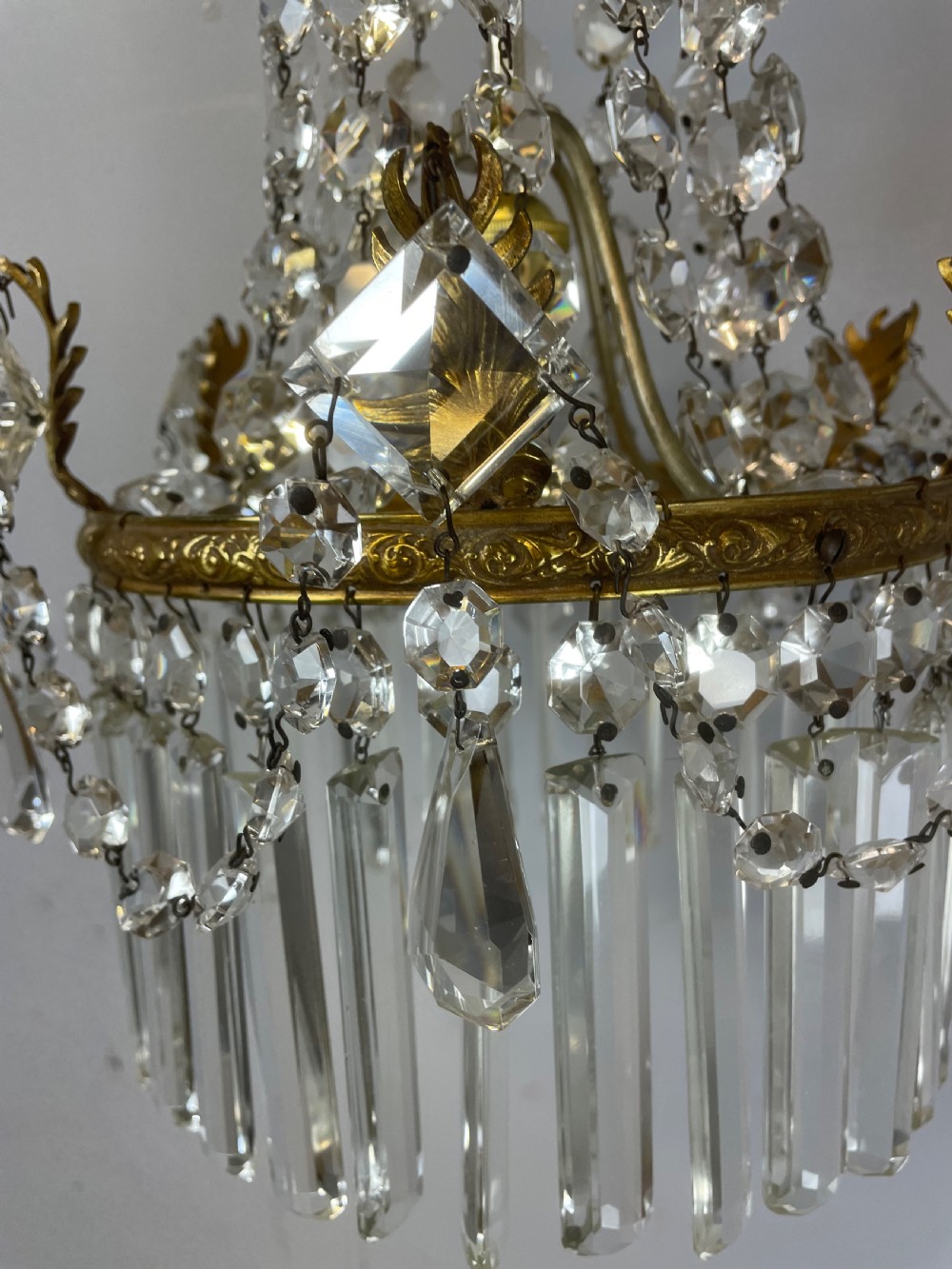 Cut glass empire style chandelier Rewired and fully complete  View VII