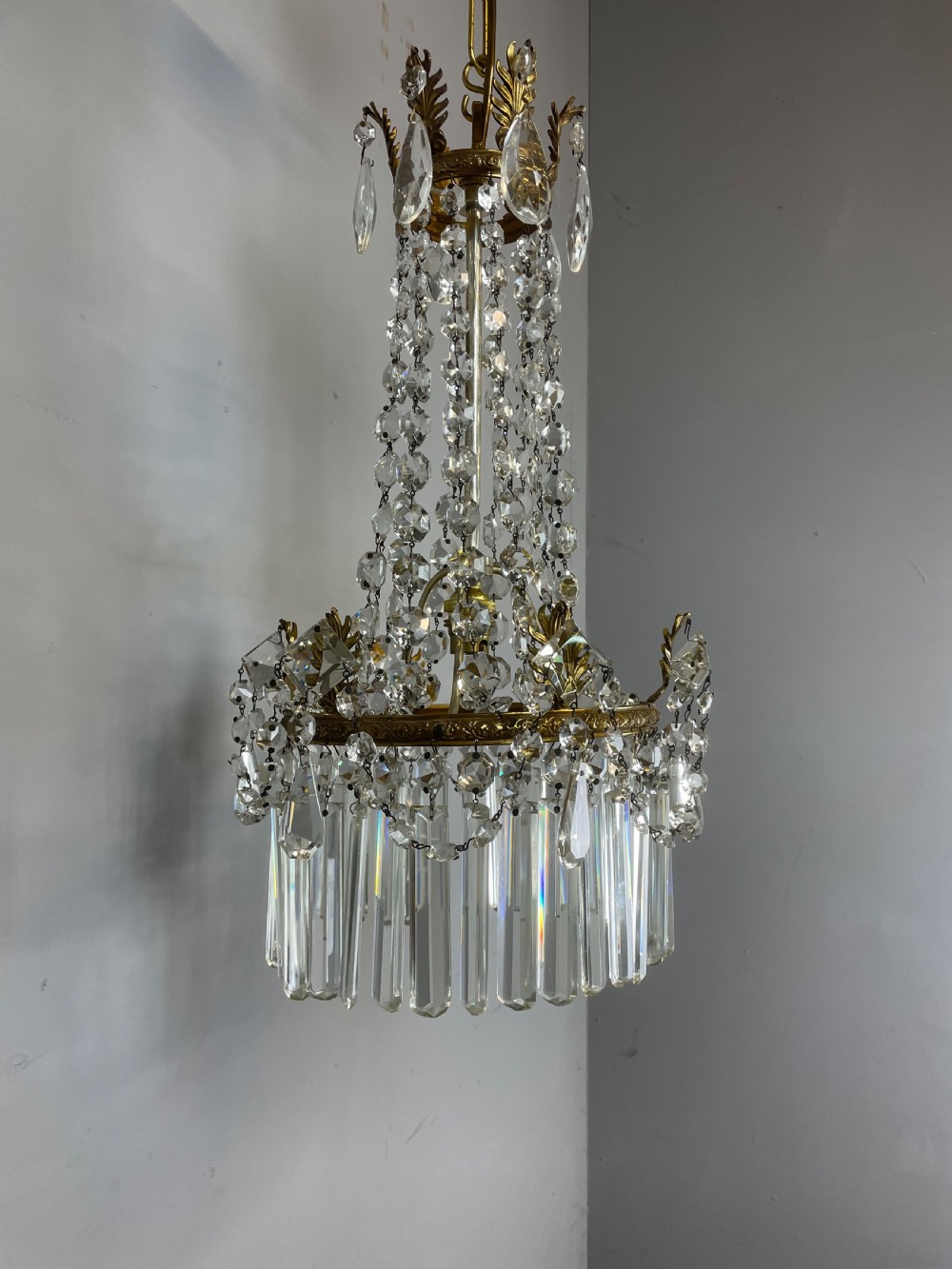 Cut glass empire style chandelier Rewired and fully complete  View IX