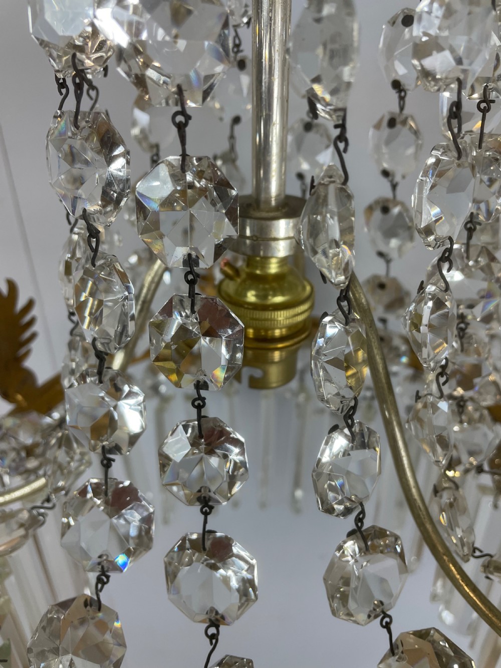 Cut glass empire style chandelier Rewired and fully complete  View X