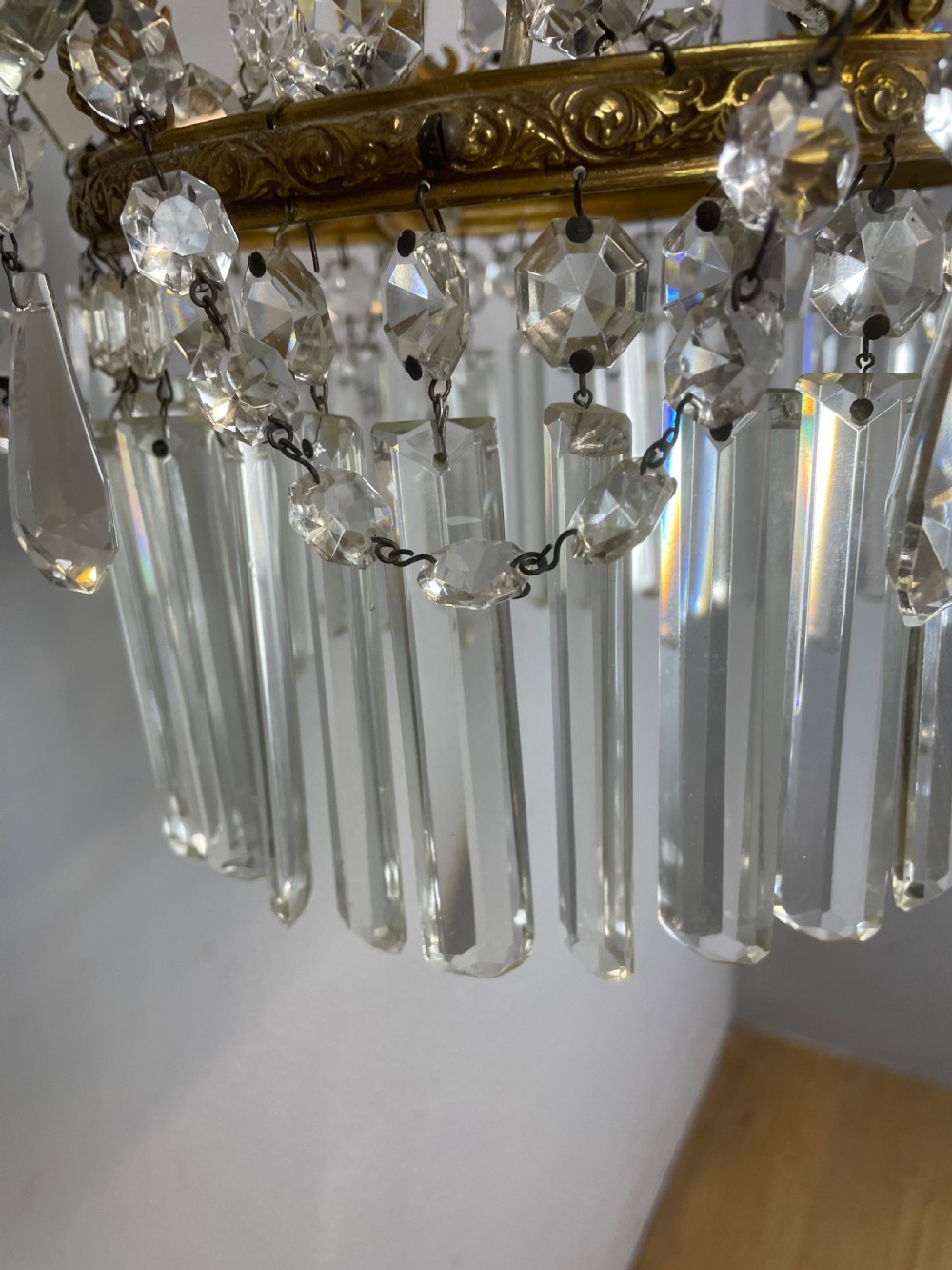 Cut glass empire style chandelier Rewired and fully complete  View XI