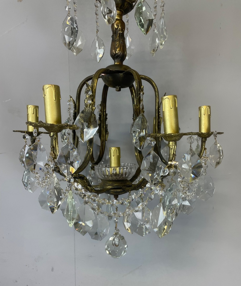 French 6 branch cut glass chandelier View III