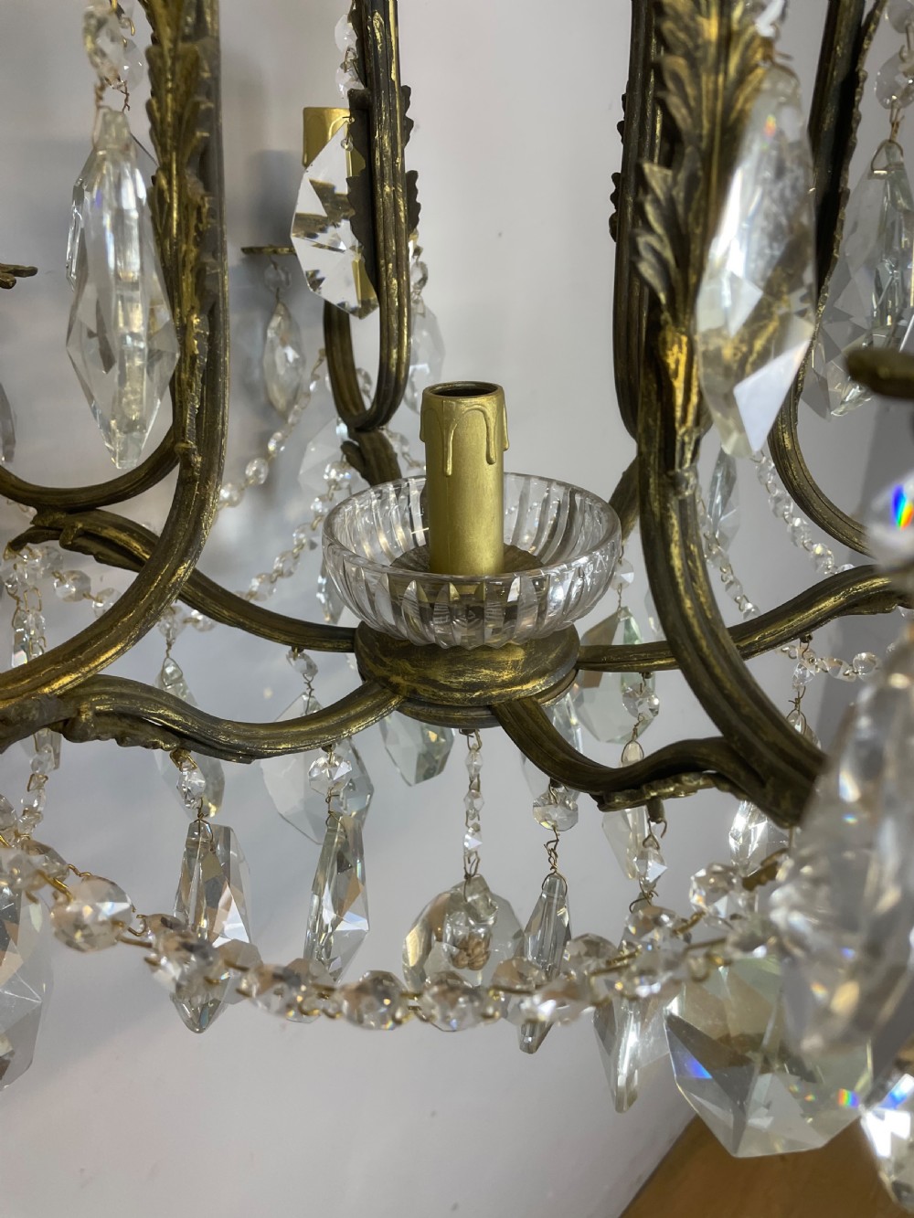 French 6 branch cut glass chandelier View IV