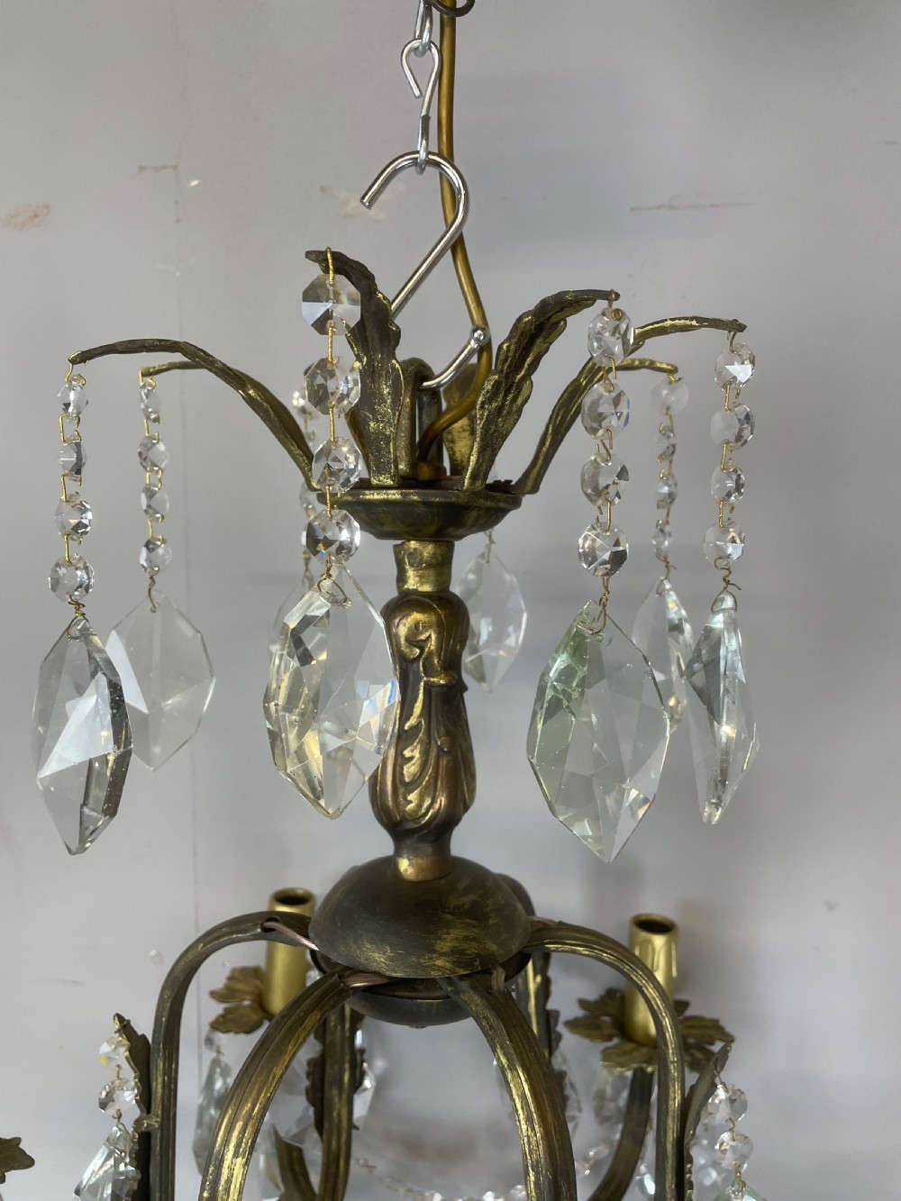 French 6 branch cut glass chandelier View V