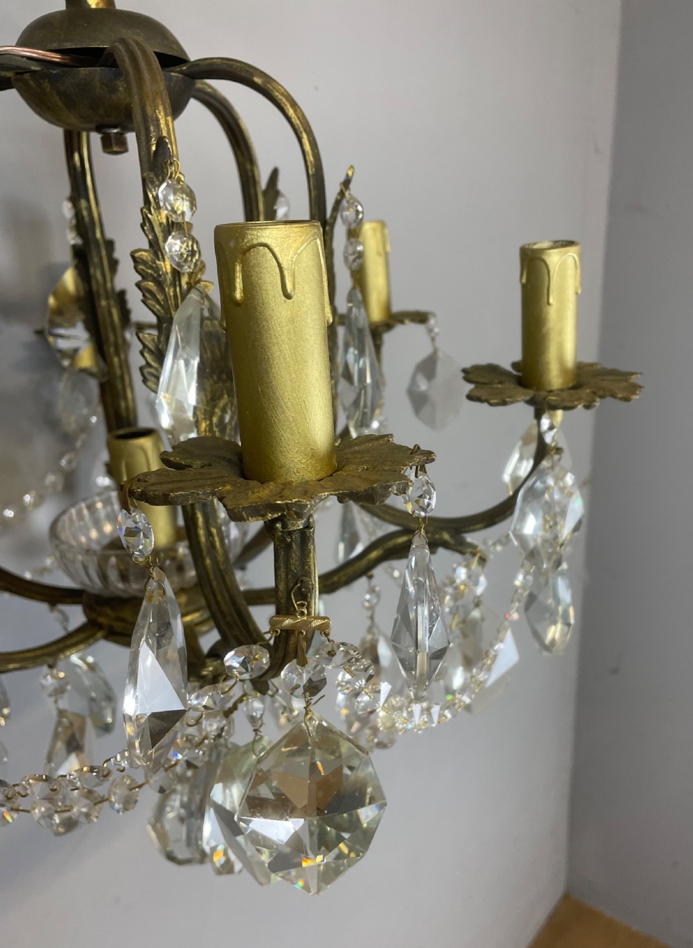 French 6 branch cut glass chandelier View VI