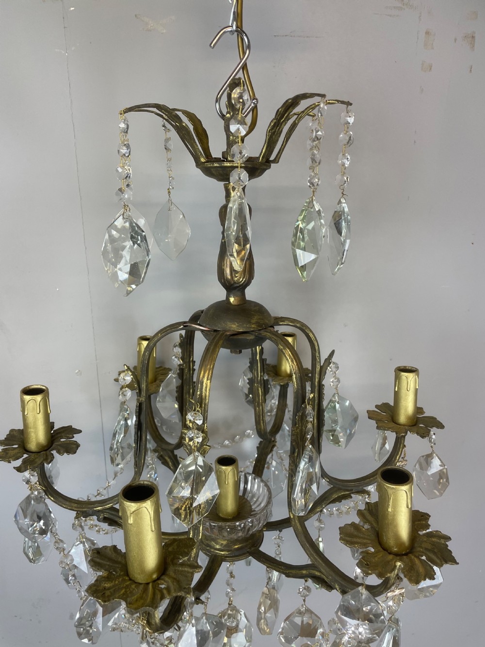 French 6 branch cut glass chandelier View VIII