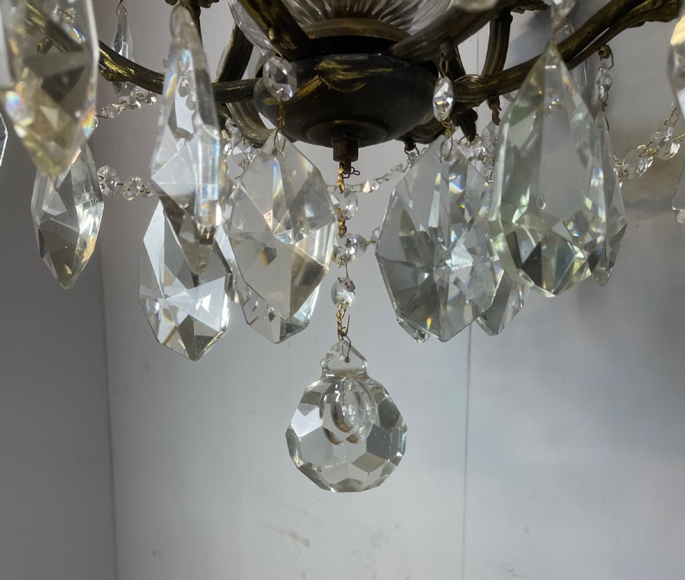French 6 branch cut glass chandelier View X