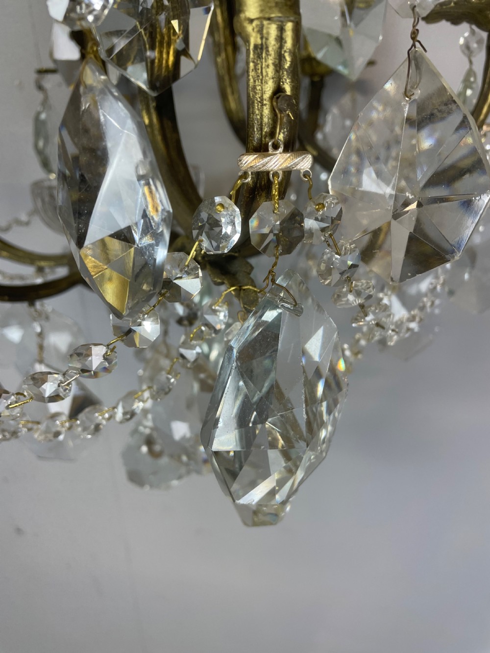 French 6 branch cut glass chandelier View XI