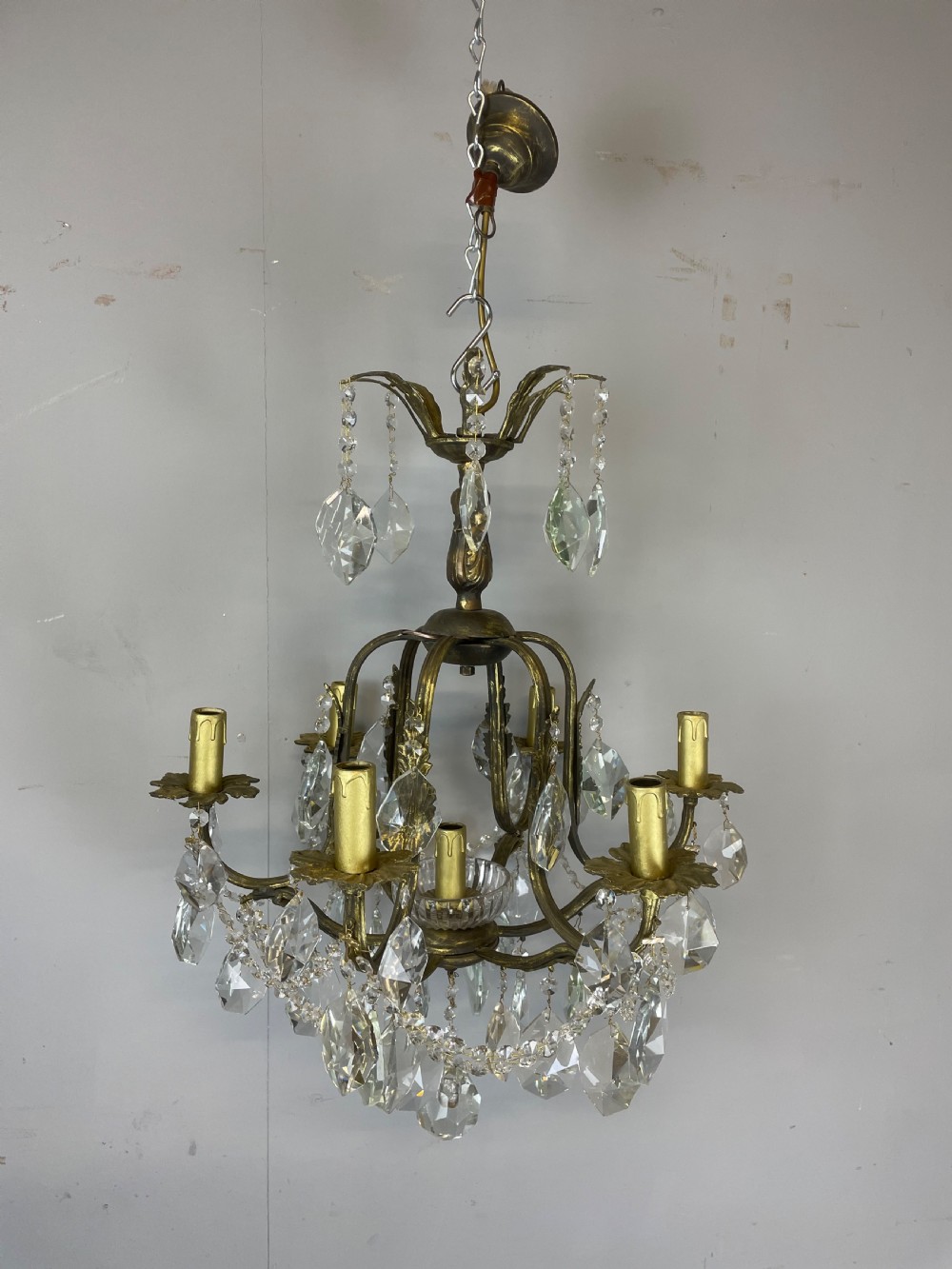 French 6 branch cut glass chandelier View XIII