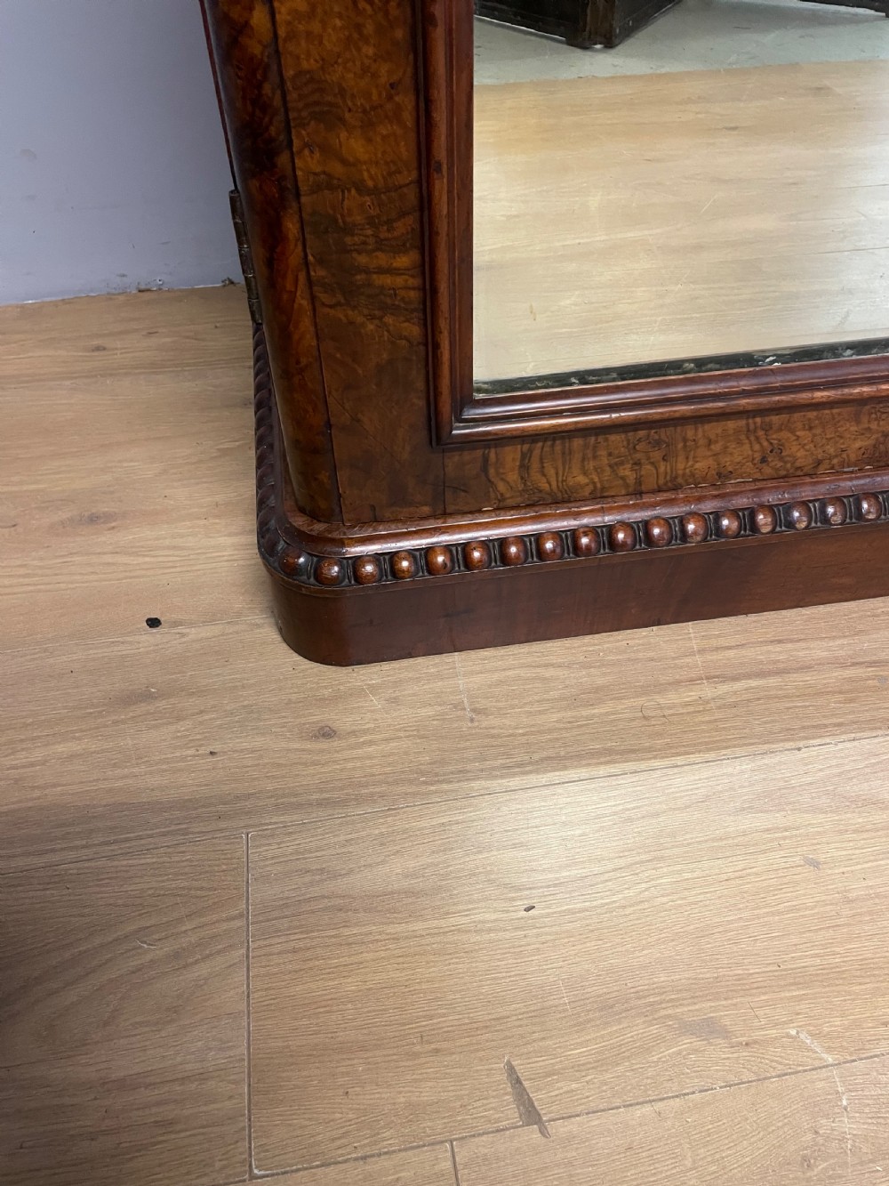 C19TH burr walnut country house two door wardrobe with mirrored doors  View X