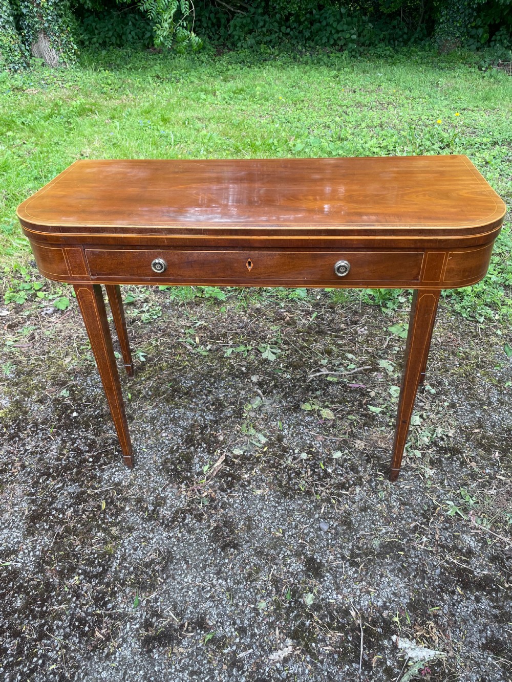 Georgian mahogany Sheraton style card table 