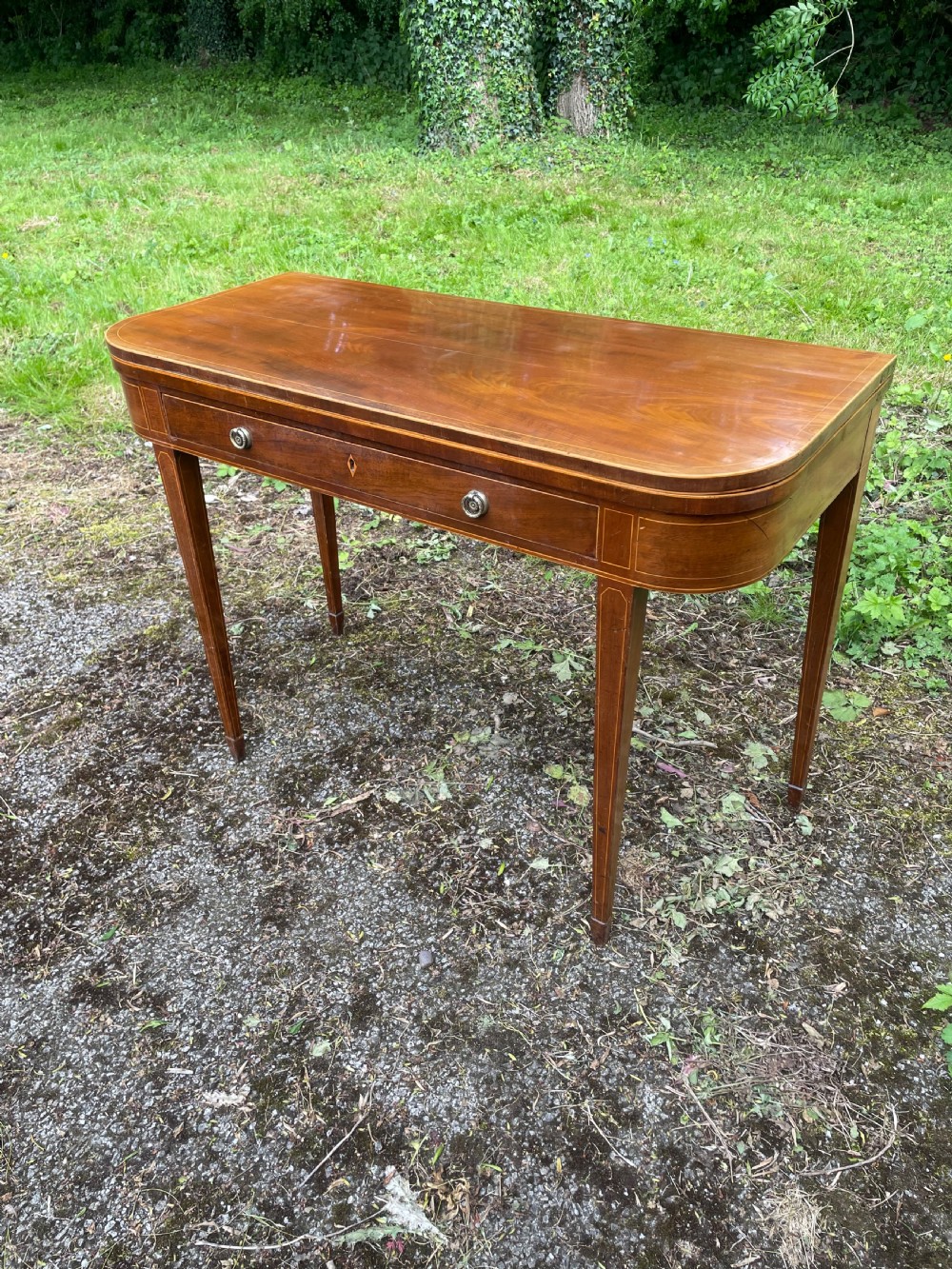 Georgian mahogany Sheraton style card table  View II