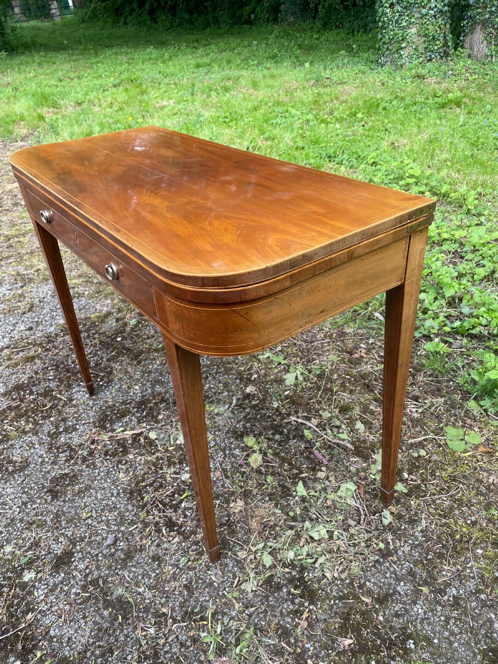 Georgian mahogany Sheraton style card table  View V