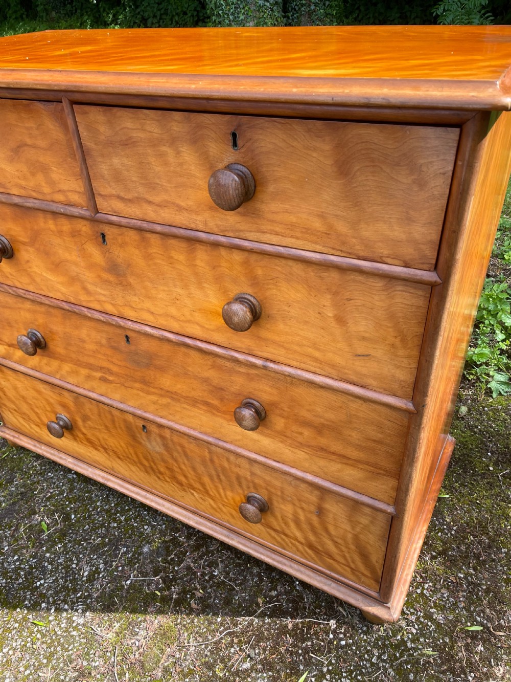 C19TH satin birch chest of drawers  View V
