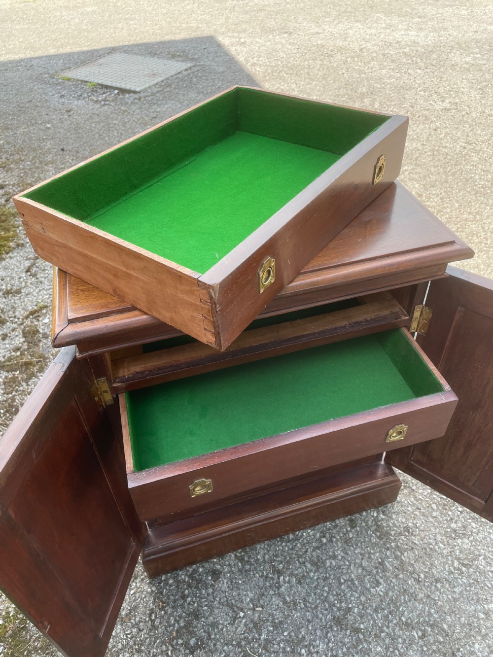 Edwardian solid mahogany collectors cabinet  View VII