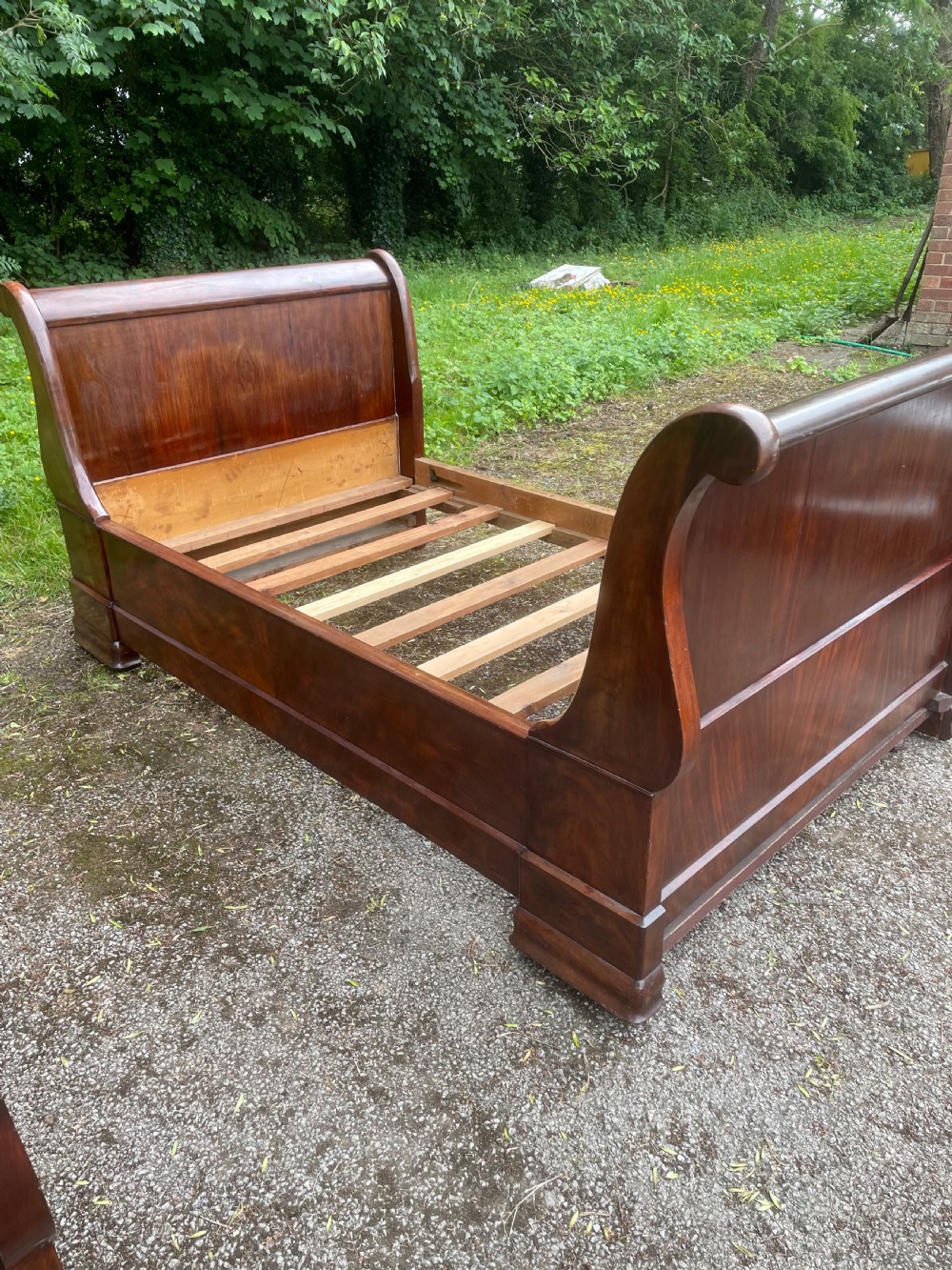Pair of C19TH French mahogany bateau lit beds  View VI