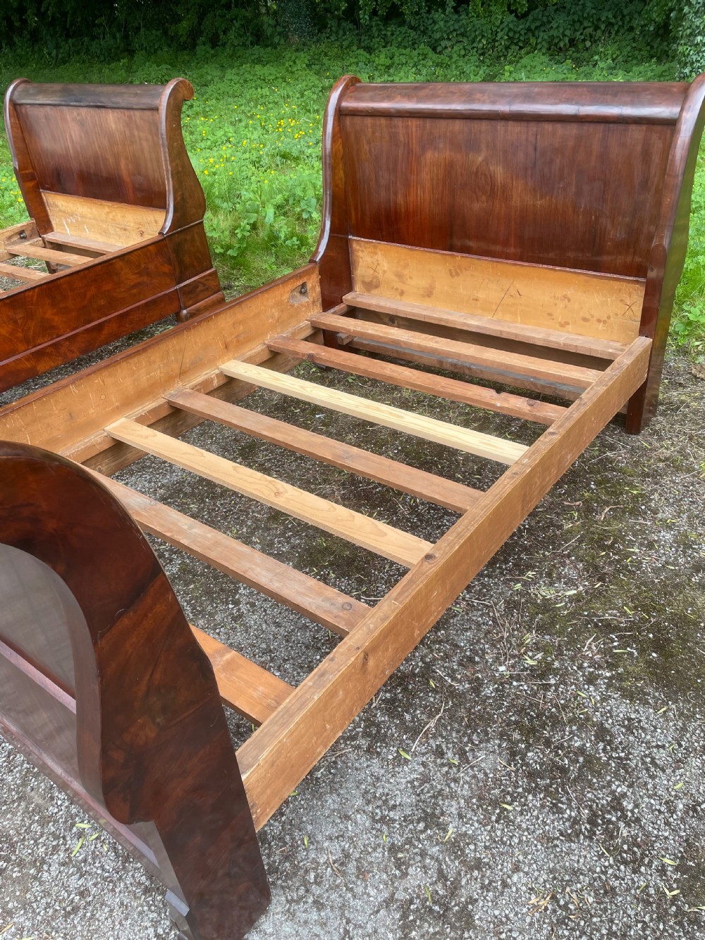 Pair of C19TH French mahogany bateau lit beds  View VII