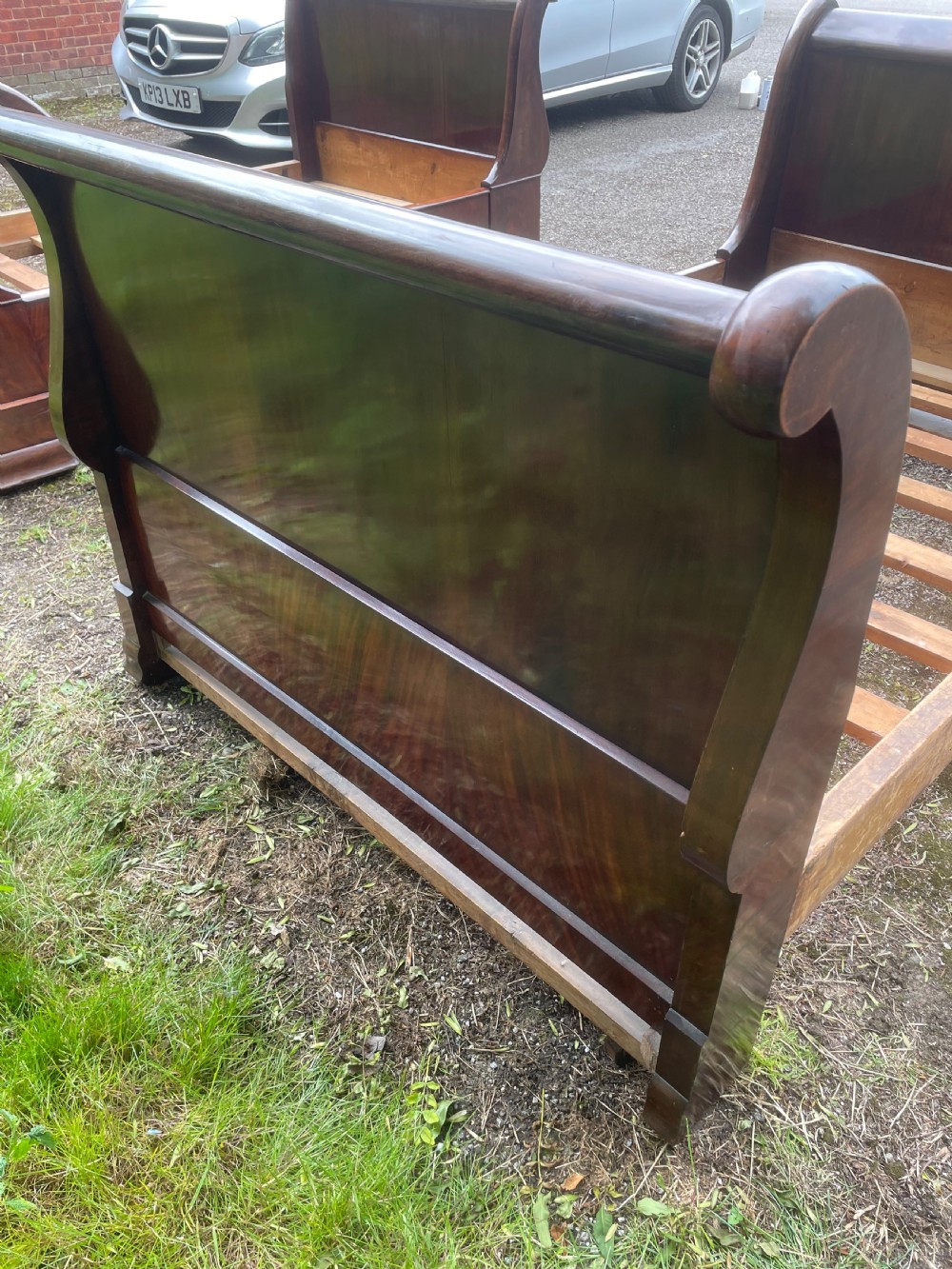 Pair of C19TH French mahogany bateau lit beds  View IX