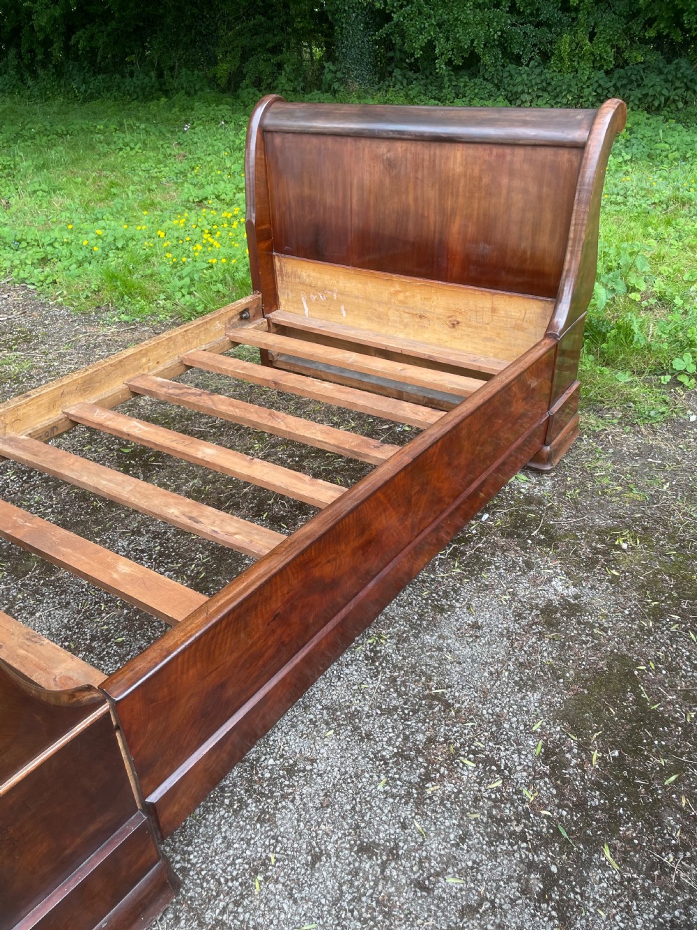 Pair of C19TH French mahogany bateau lit beds  View XII