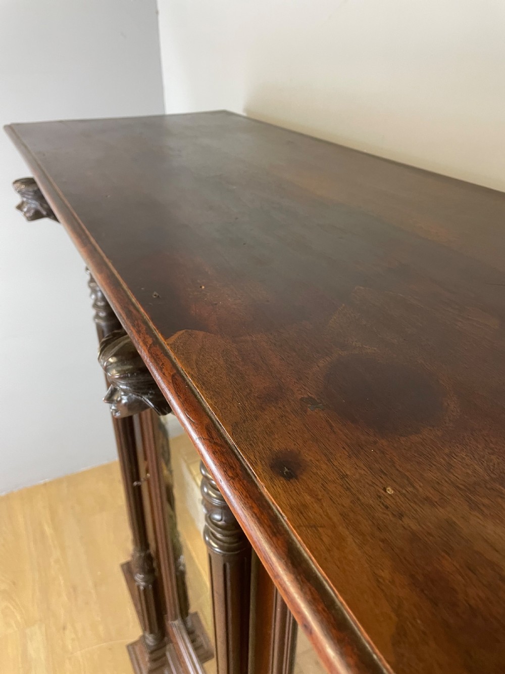 C19TH carved freestanding glazed walnut bookcase  View XI