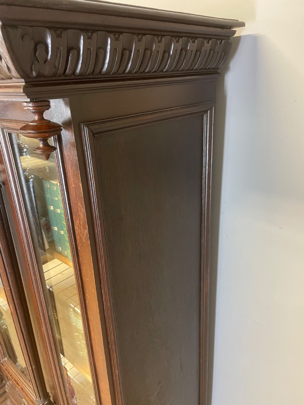 C19TH carved freestanding glazed walnut bookcase  View XIII