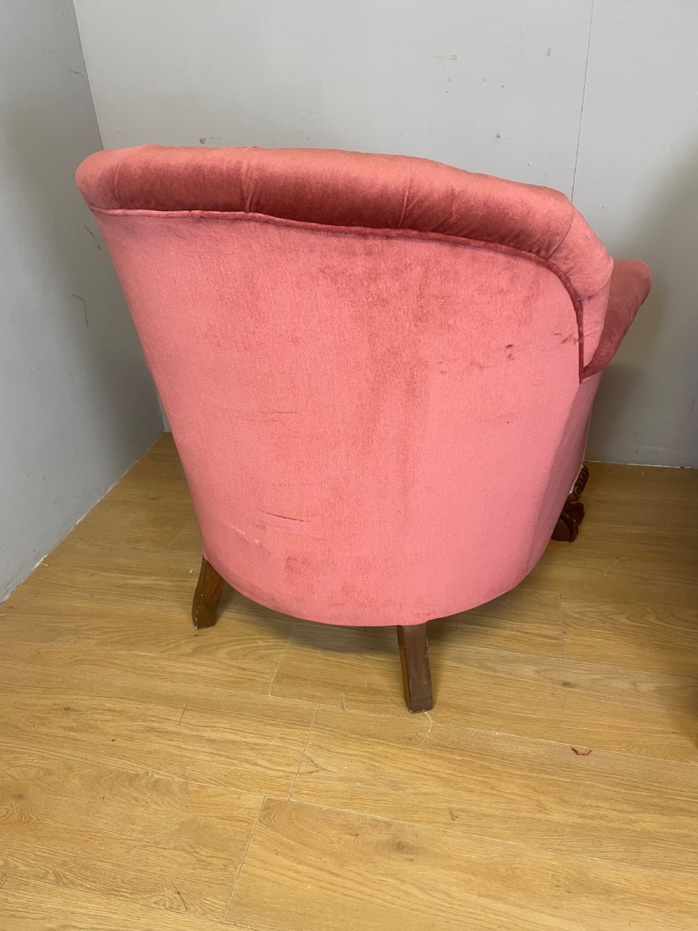 C19TH Pair of tub chairs with carved mahogany frames  View VII