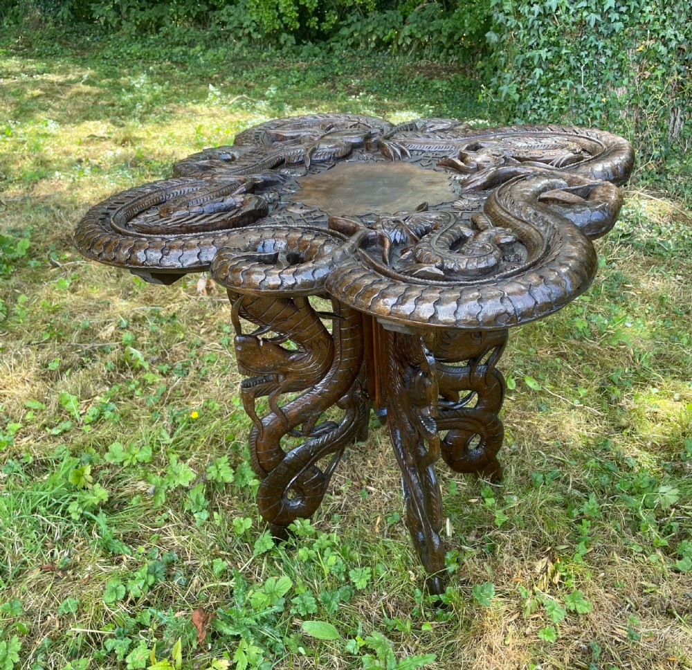 Late C19TH carved Burmese dragon table 