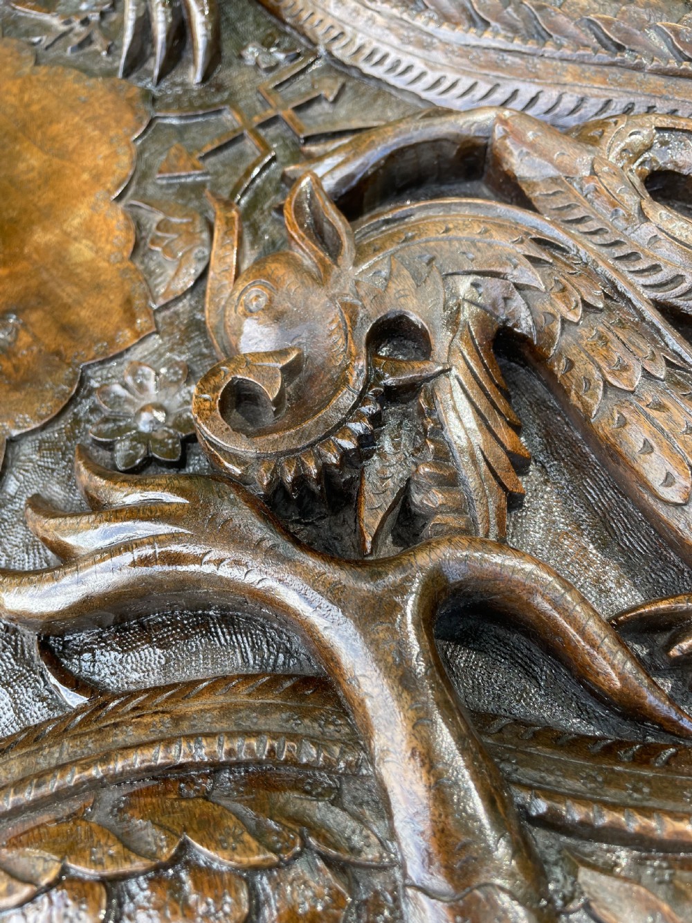 Late C19TH carved Burmese dragon table  View VIII