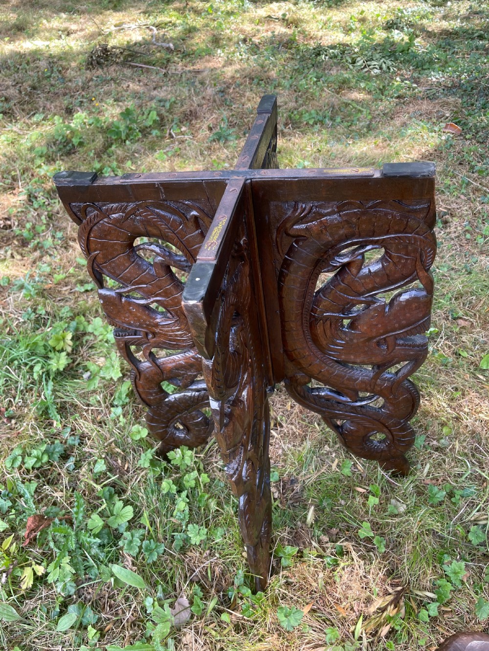 Late C19TH carved Burmese dragon table  View XI