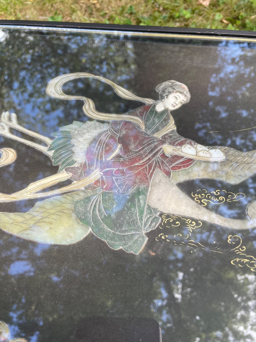 Black lacquer chinoiserie coffee table circa 1930 View X