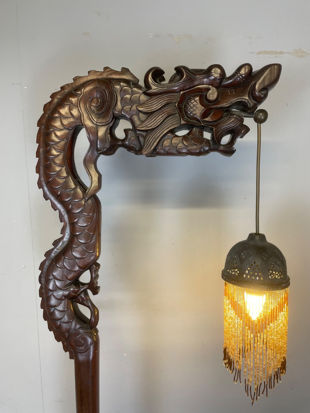 Chinese carved rosewood dragon light Great quality  View II