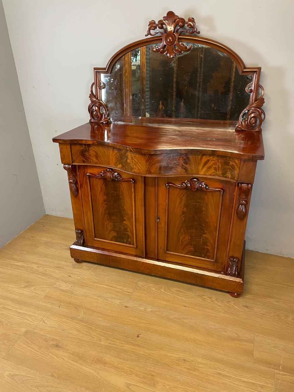 C19TH flame mahogany chiffonier 
