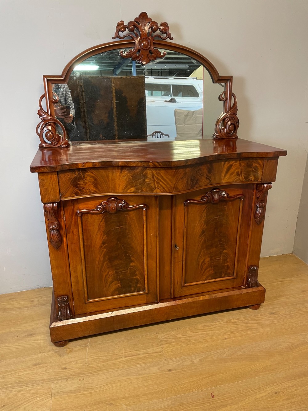 C19TH flame mahogany chiffonier  View III