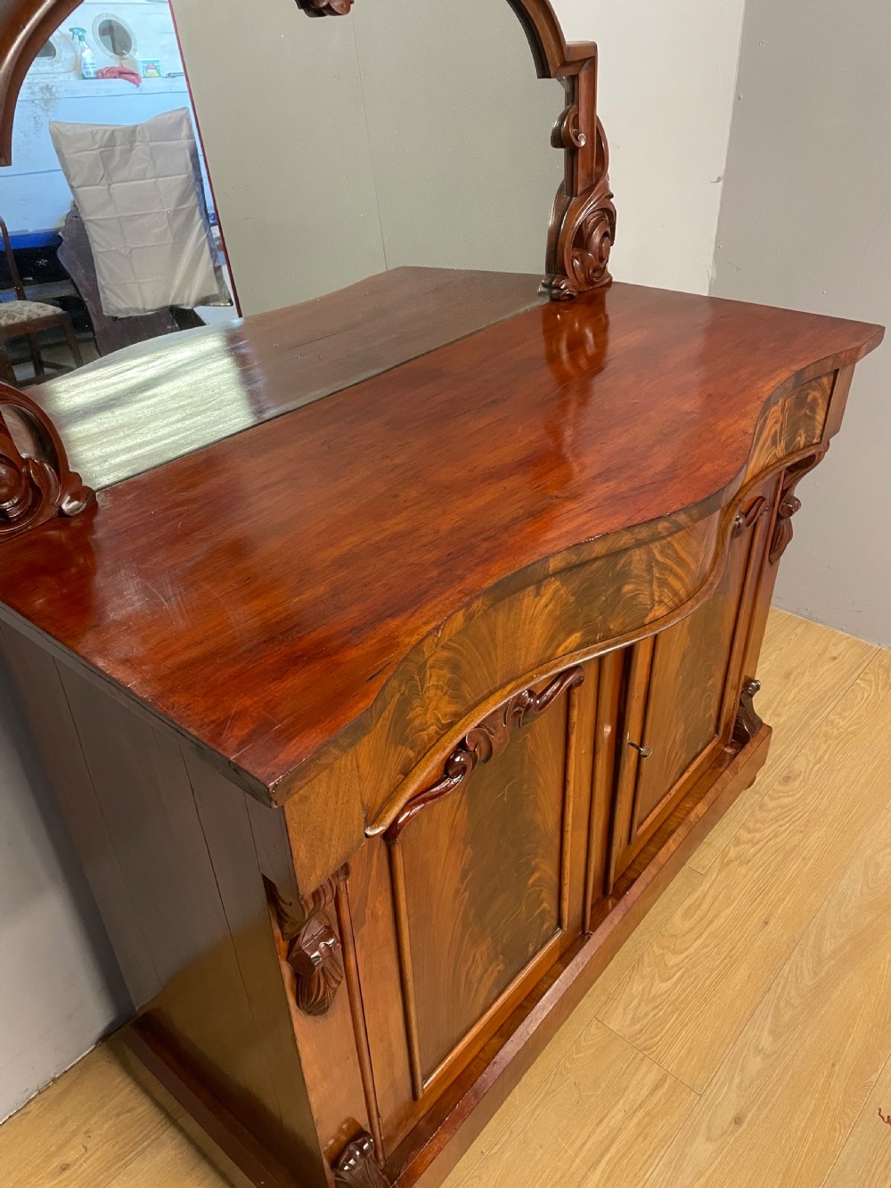 C19TH flame mahogany chiffonier  View VIII