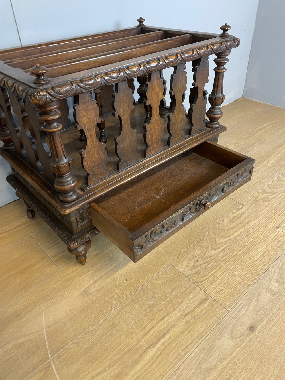 C19TH carved oak Canterbury  View IX