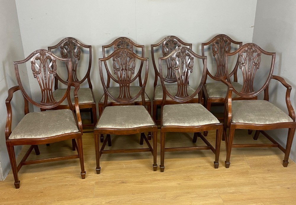 Set of 8 Georgian revival mahogany shield back dining chairs circa 1920