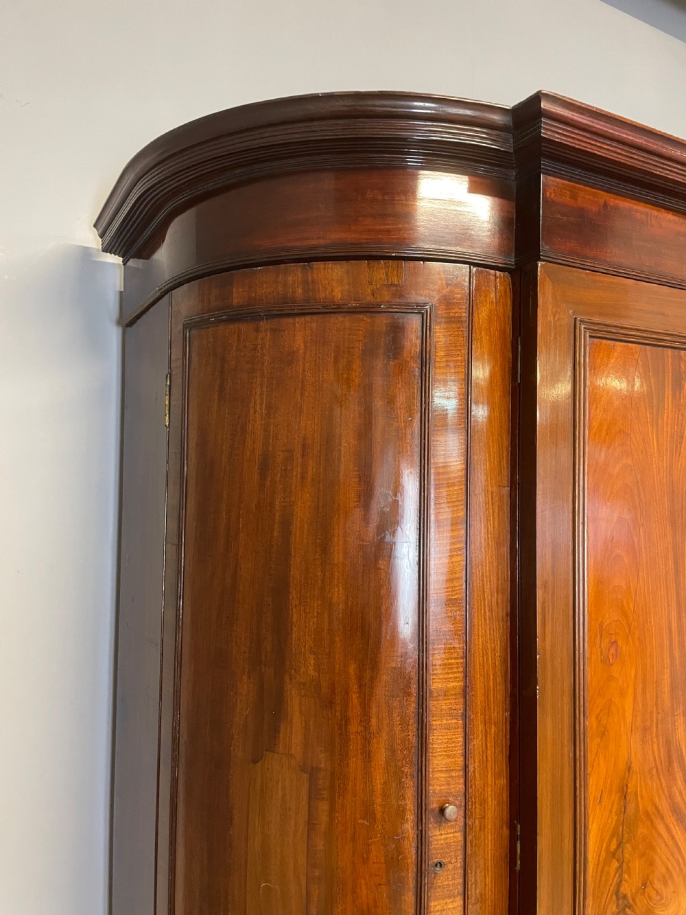C19TH country house flame mahogany bow fronted and breakfront wardrobe  View VII