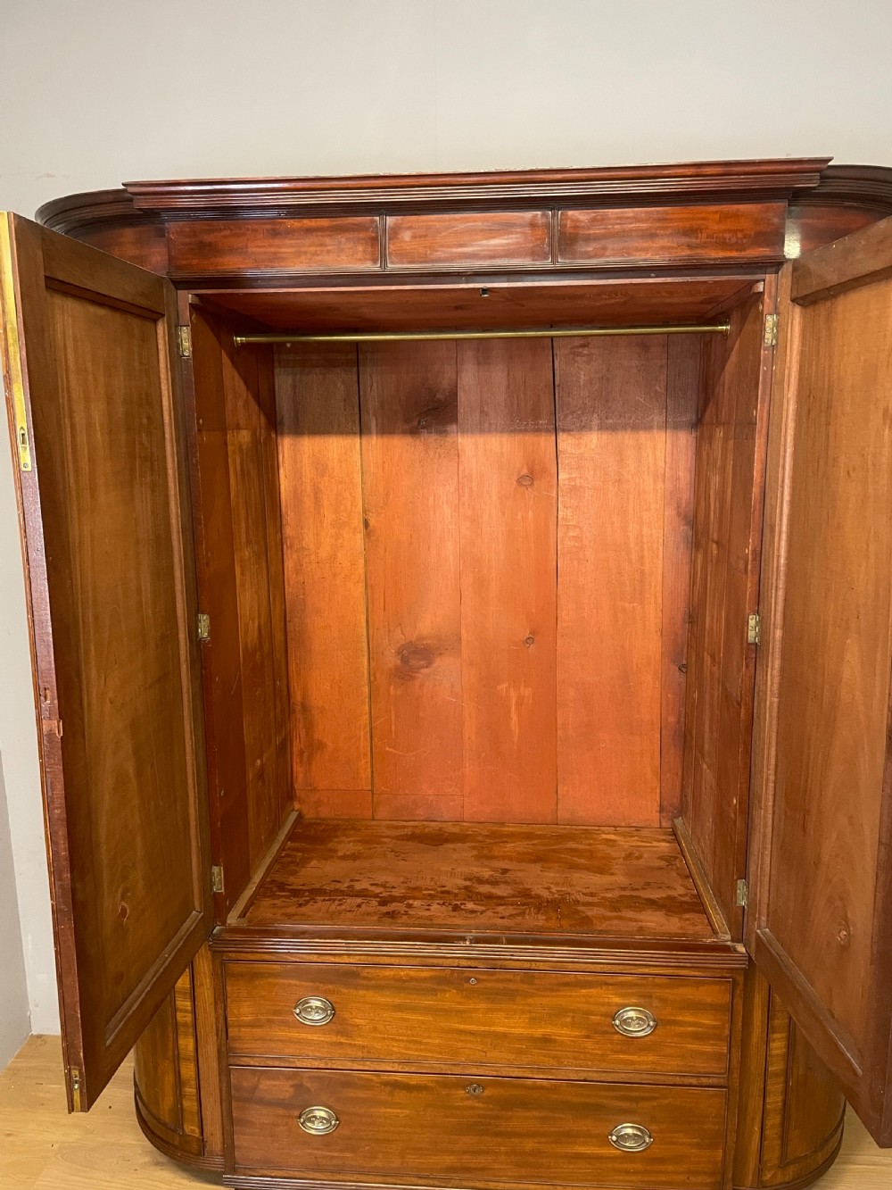 C19TH country house flame mahogany bow fronted and breakfront wardrobe  View VIII